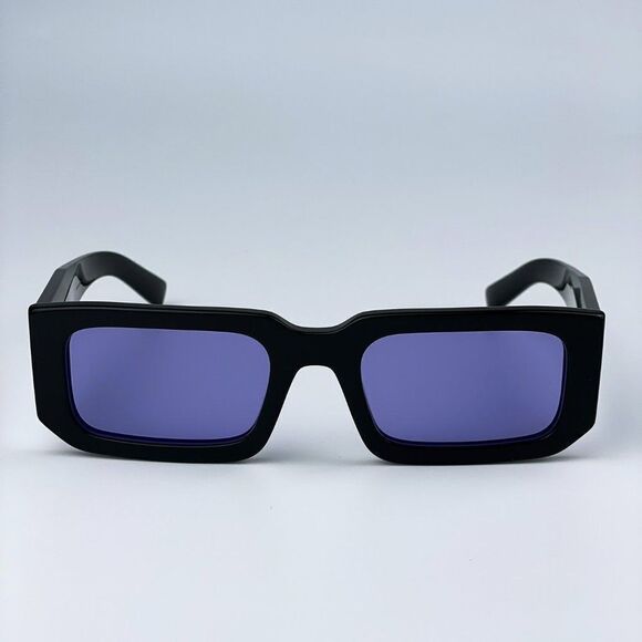 NEW Prada PR06YS 02Z01O Black Blue Rectangle Unisex Sunglasses - Picture 1 of 11